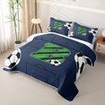 thumbnail image 3 of Feelyou Green Lines Letter B Twin Quilt Set for Boys, Cartoon Stripe Ball Print Twin Coverlet Set, 2pcs, 3 of 7