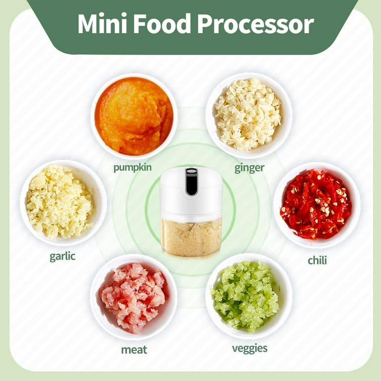Garlic Chopper, Food Chopper, Updated Powerful Motor, 0 Standby Battery  Consumption, Portable And USB Rechargeable, 2 Pieces 3Layer Blades Mini  Chopper, For Onion/Garlic/Nut/Meat, Onion Chopper 