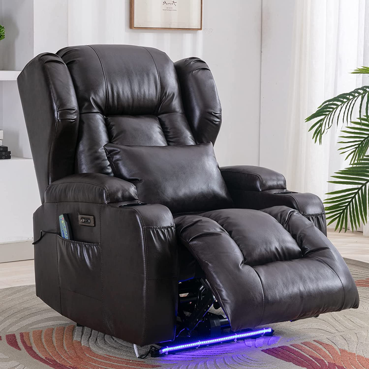 IPKIG Power Recliner Chair with Massage and Heat, Electric Wingback