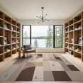 thumbnail image 2 of ODIKA 9'x12' Beige Ombre Neutral Geometric Washable Area Rug Contemporary Modernist Architectural Blocks Curved Minimalist Non-Shedding, Easy Care for Master Suite, California King, Under Bed, 2 of 7
