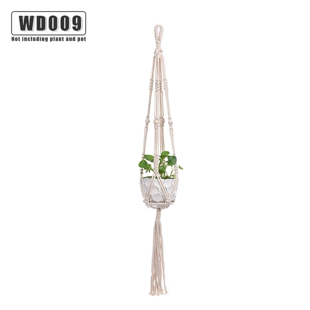 Yuarrent Cestas colgantes 100 hechas a mano, soporte para plantas, macramé, colgador de plantas, maceta para colgar en la pared interior, soporte para Jardín y Patio No.09 Yuarrent HA001777-09