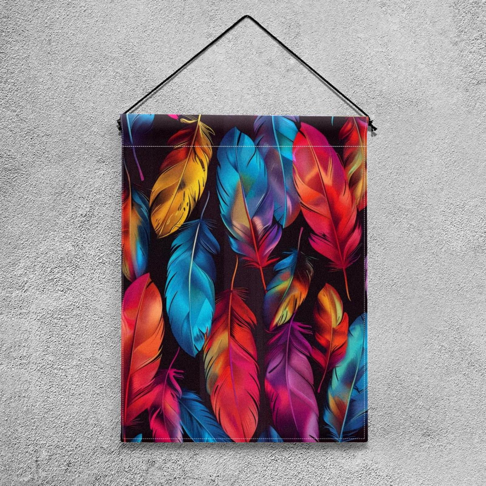 Colorful Feathers Pattern Double Sided Garden Flag Decorative Weather Resistant Yard Flag, Large DIY Vertical Flag for Farmhouse Patio Lawn, 28x40 Inch