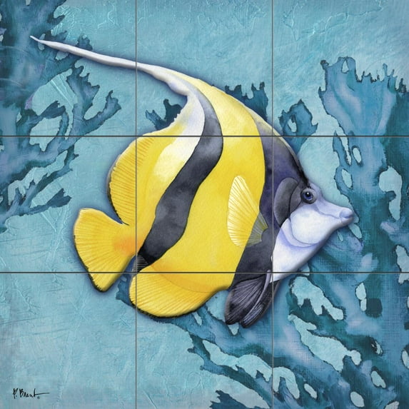 Tile Mural Bathroom Backsplash - Azure Tropical Fish II-PB - by Paul Brent