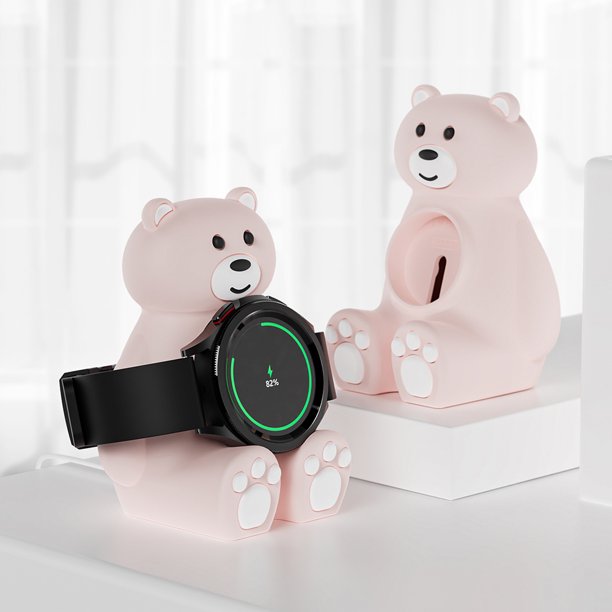 Soporte De Carga Base de carga inalámbrica de silicona para Samsung Galaxy Watch5/5 Pro (rosa)