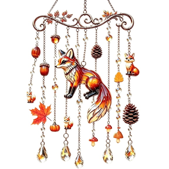 Fall Hanging Decor, 12 Inch Vintage Fox Design Fall Decor for Home Fall Decorations for Home Outdoor Fall Tree Decor Fall Window Decor for Porch and Festival Display, 1 Pack