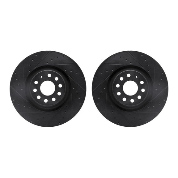 Dynamic Friction Company Front Brake Rotors-Drilled and Slotted-Black 8002-73038