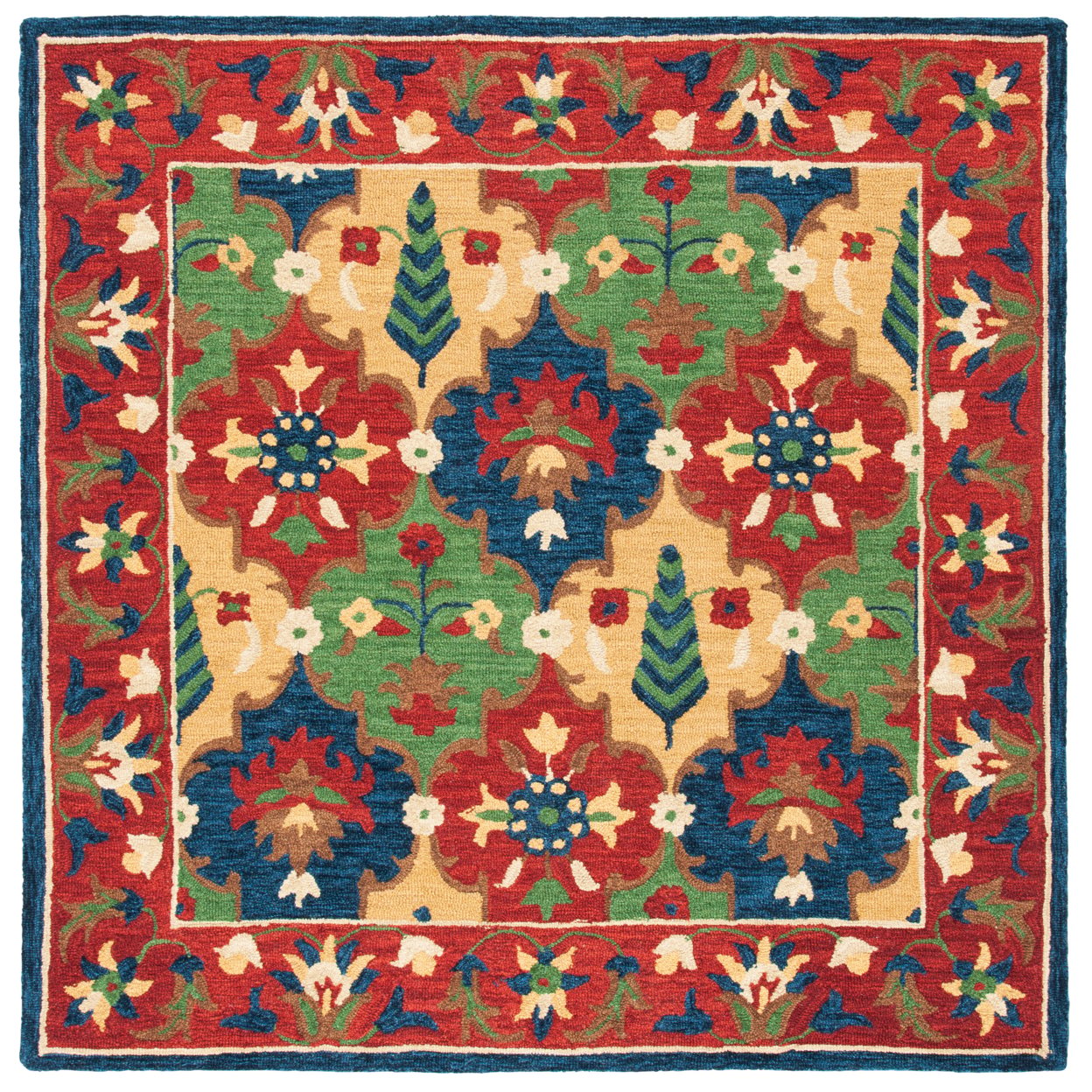 SAFAVIEH Heritage Alden Tribal Wool Area Rug, Red/Green, 9' x 12'