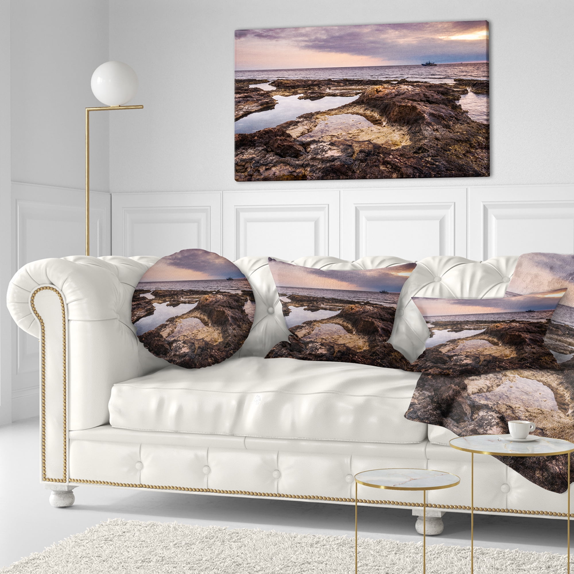 Designart 12" x 20" Multi-color Polyester Throw Pillow