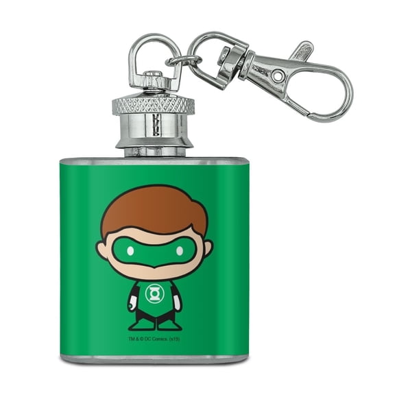 Green Lantern Cute Chibi Character Stainless Steel 1oz Mini Flask Key Chain