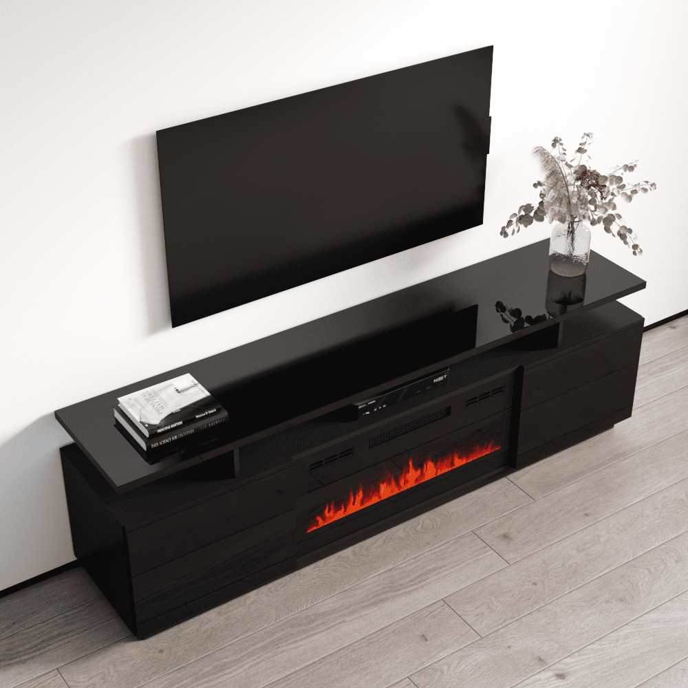 80 in deals fireplace tv stand