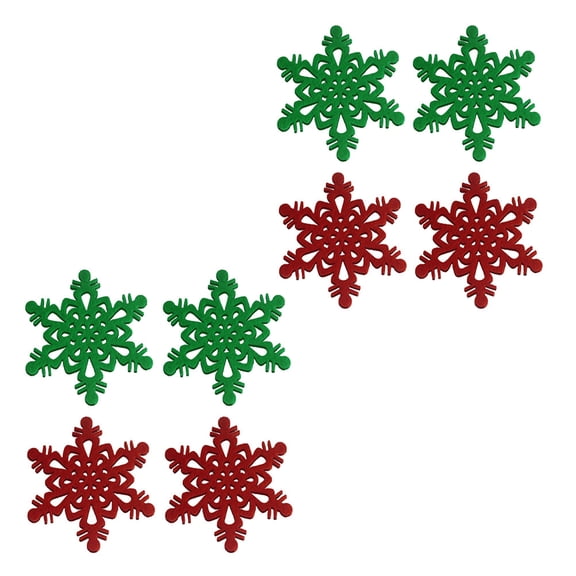 Phenofice 2Sets Nonwoven Snowflake Coaster Red Decorative Placemat Christmas Pendant for Home Use