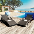 thumbnail image 3 of Harper & Bright Designs PE Rattan Adjustable Backrest Chaise Lounge Set 2 with Side Table, Outdoor Pool Recliner Patio Chairs Lounge Chair Set 2 for Outside Beach Poolside Sunbathing, Brown, 3 of 17