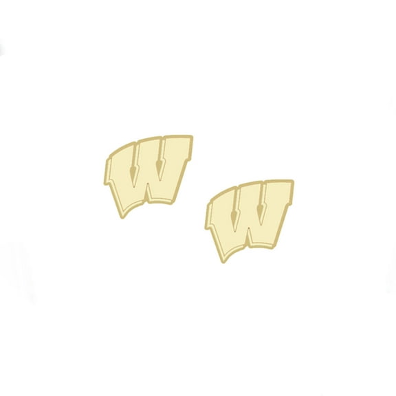 Women' CANVAS Style Wisconsin Badgers 24K Gold Plated Stud Earrings