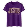 thumbnail image 4 of Trendfront Womens Jesus T Shirt Leopard Print Cheetah Print Lettering Faith Quote Short Sleeve Christian Graphic Tees, 4 of 4