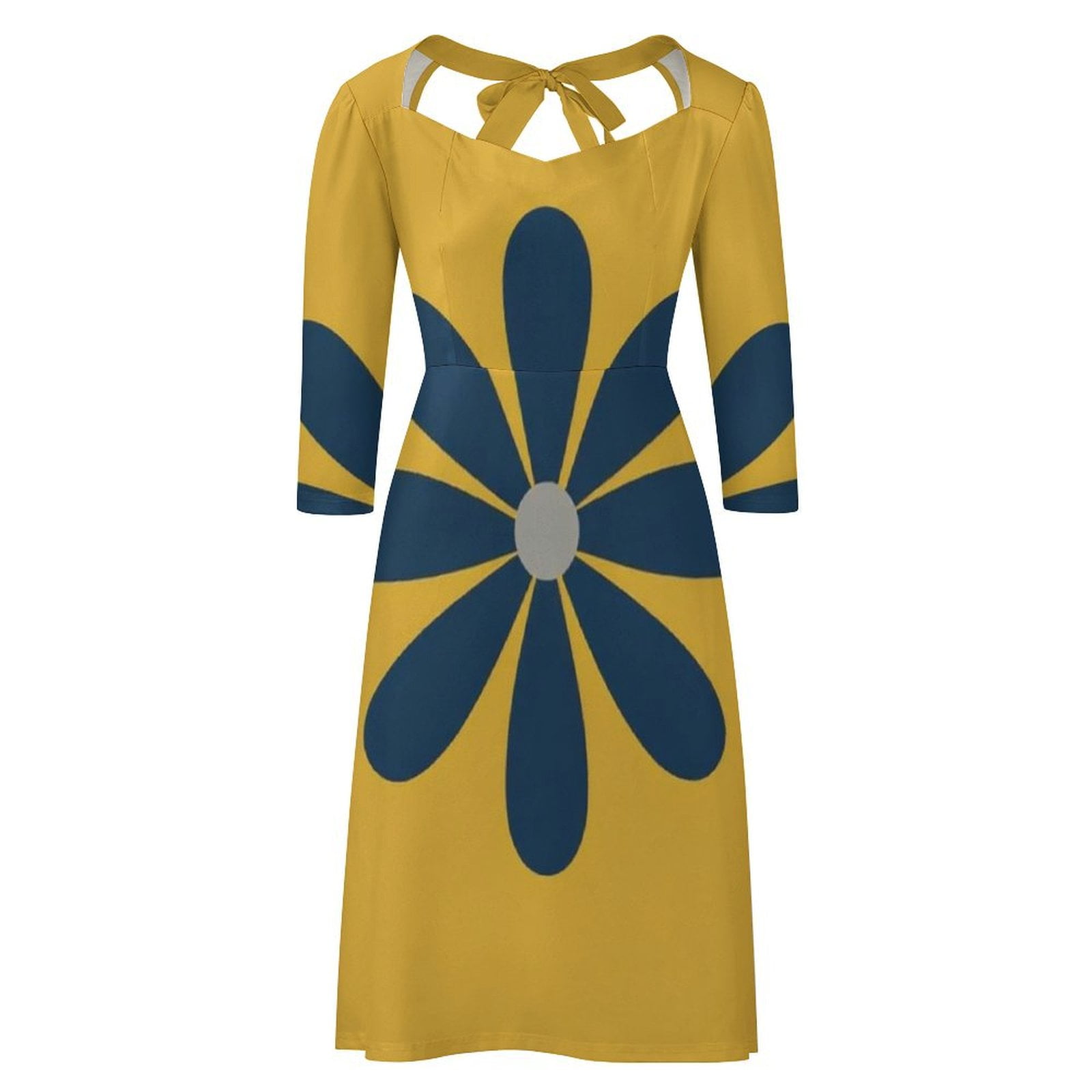 blue drawstring dress Blue Floral V-Neck Cottagecore Dress – Vintage-Inspired Charm, Short & Long  Lengths
