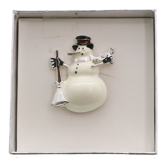 Mi Amore Snowman Brooch-Pin White/Silver-Tone