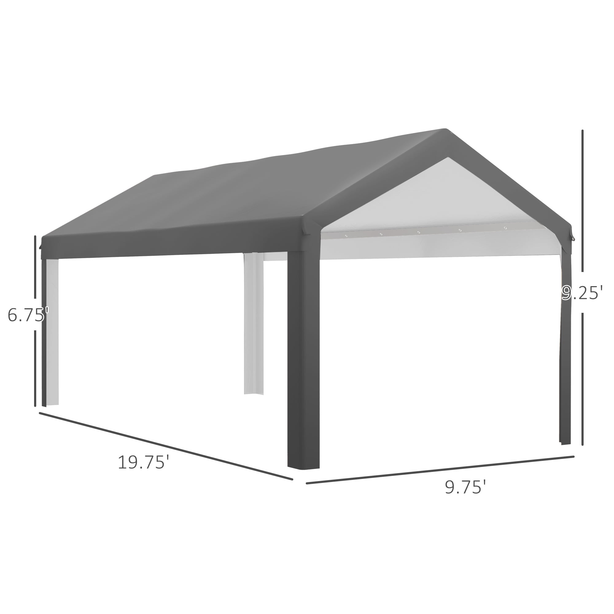 Homiyad 19.6' x 9.7' Carport Roof, UV Resistant Canopy Replacement, Fits 84C-378V00 and 84C-206 Series, Dark Gray