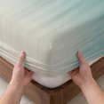 thumbnail image 3 of Cal.King Size Fitted Sheet Set - Teal Blue Ombre 3 Piece Bedding Sets 16" Deep Pocket Fitted Sheet with 2 Pillowcases, Contemporary Gradient Abstract Art Brushed Microfiber Hotel Luxury Bed Sheets, 3 of 9