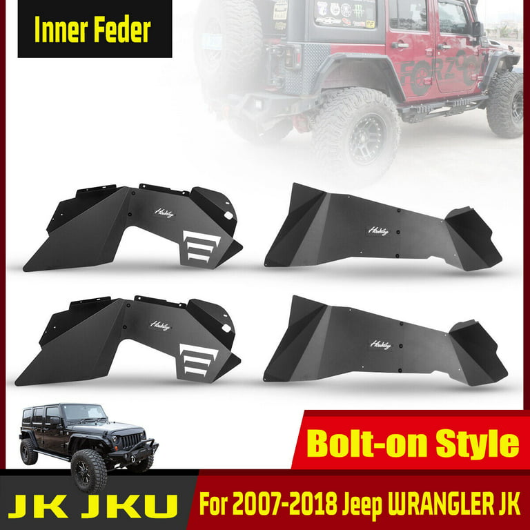 Hawkely Front Rear Inner Fender Liners for Jeep Wrangler JK JKU 2007-2018 Off-Road Parts, Black