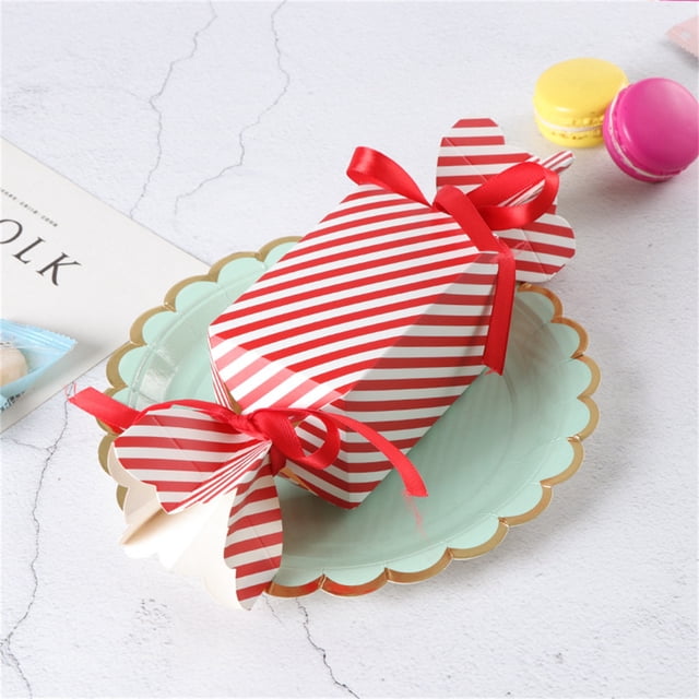 Drppepioner Red Striped Candy Box European Style Wedding Gift Packaging Flower Vase Shaped Paper Box Christmas Candy Box