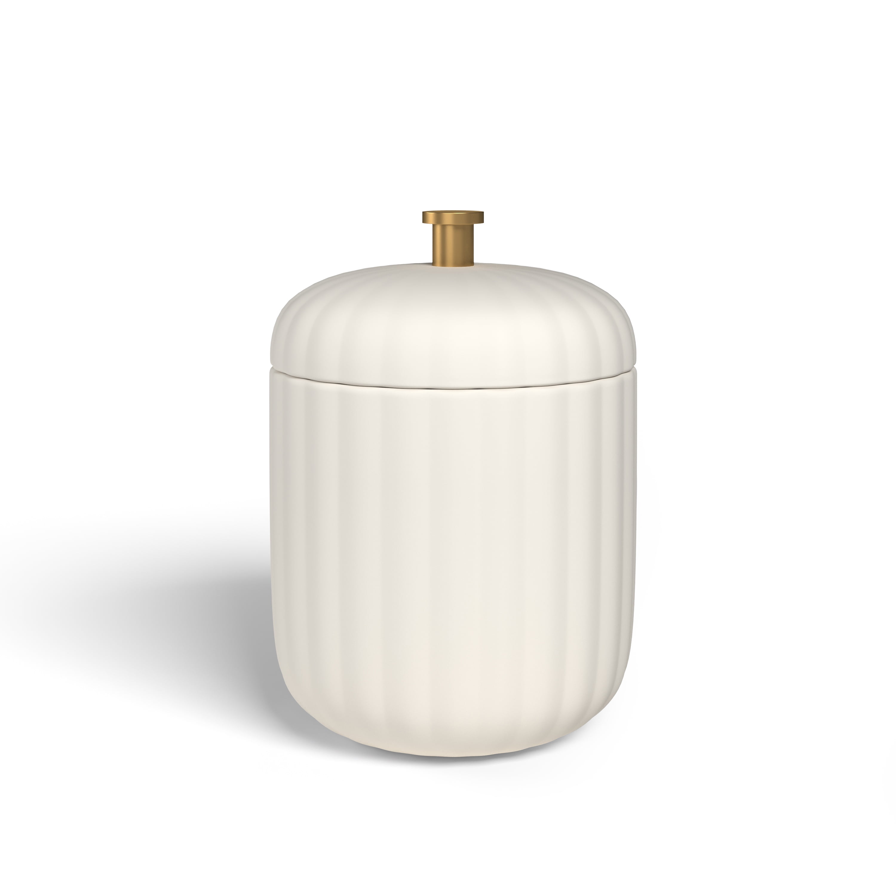 Beautiful Fluted Stoneware 2-Piece Vanity Jar Set by Drew Barrymore, Off White