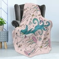 thumbnail image 4 of Sea Monster Soft Flannel Fleece Throw Blanket, Mythological with Long Hair Jellyfish Fish, Cozy Plush for Indoor and Outdoor Use, 50" x 70", Pale Pink Multicolor, by Ambesonne, 4 of 5