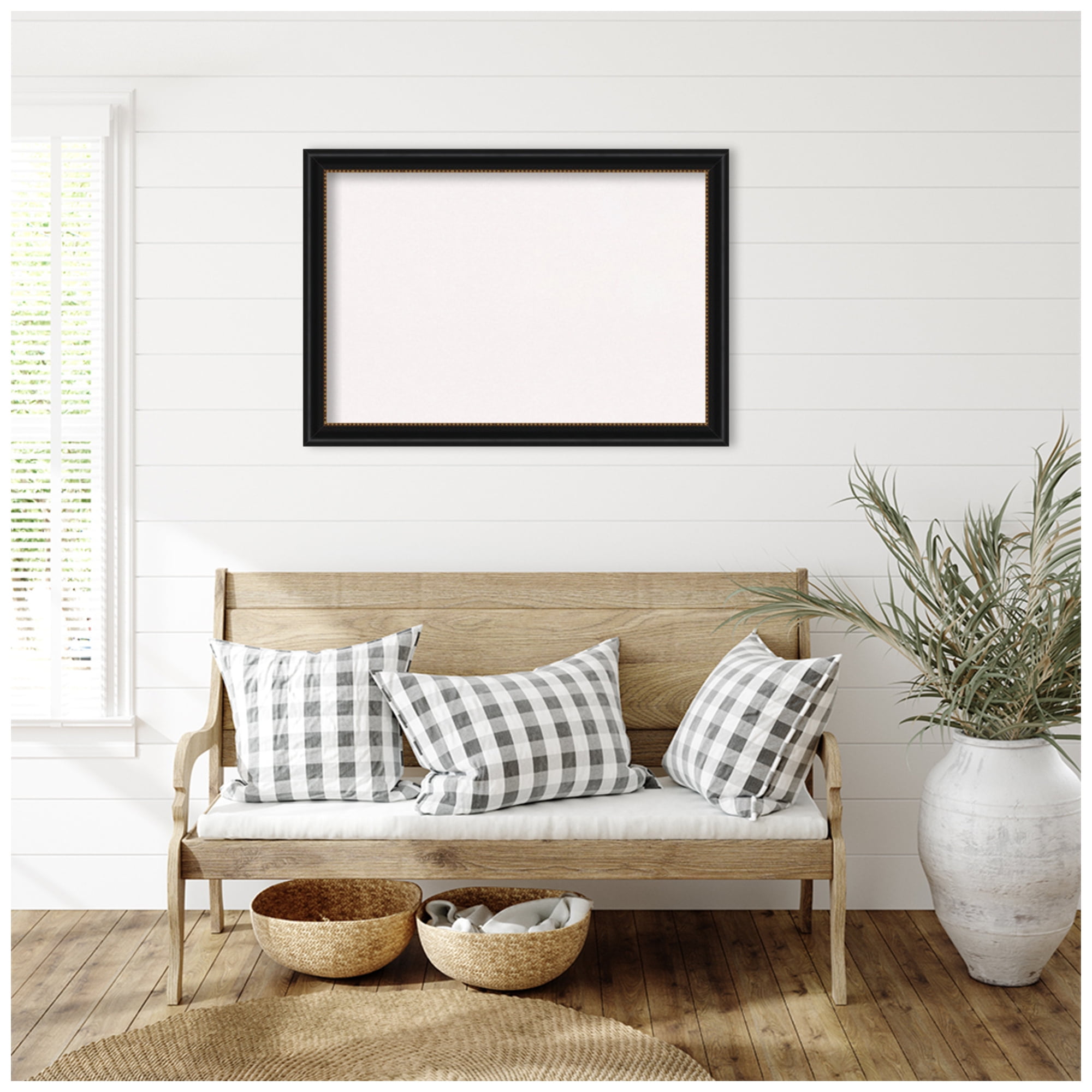 Amanti Art White Cork Board Framed Manhattan Black Bulletin Board 40 in. x 28 in.