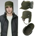 thumbnail image 2 of Comhats Boys Girls Winter Baseball Army Cap Trapper Warm Lined Military Hunting Hat Women Faux Fur Ear Flaps Muffs Ski Cold Weather Elmer Fudd Black Green Small 54-56CM, 2 of 7