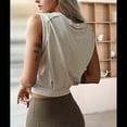 thumbnail image 4 of Camiseta Deportiva Corta para Mujer, , Sin Mangas, para Yoga, Correr, Gimnasio, Algodón, Color Albaricoque, Talla L, 4 of 7