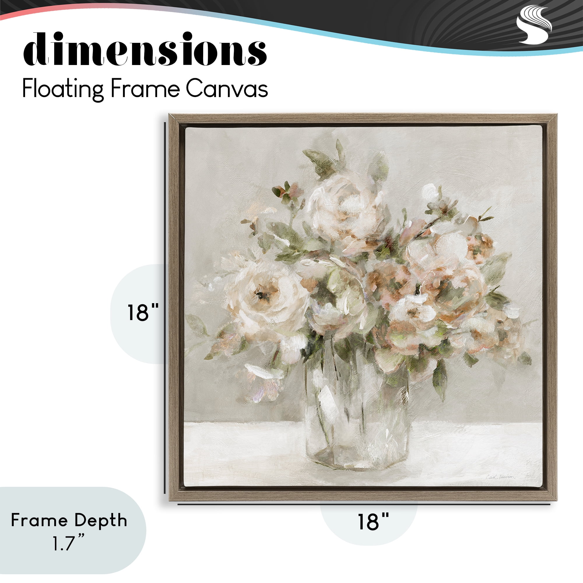 Stupell Industries Soft Neutral Floral Still Life Brown Framed Floater Canvas Wall Art, design by Carol Robinson