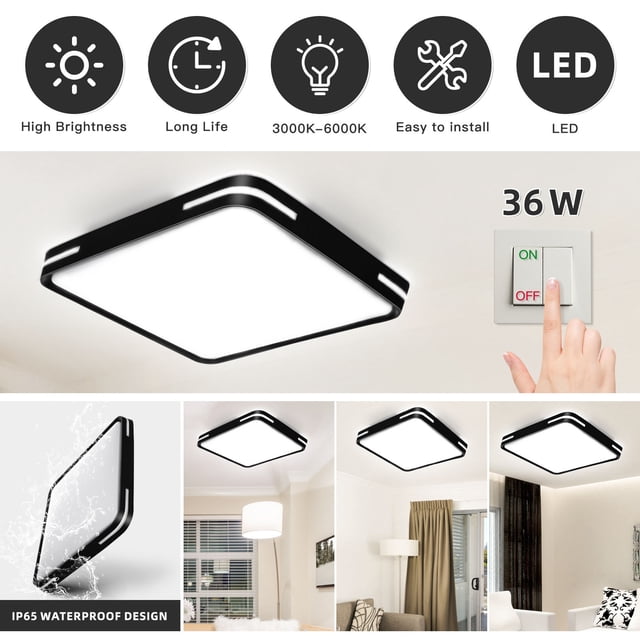 BESTYASH living room lights 1Pcs Led Panel Light Minimalist Style Black Plastic