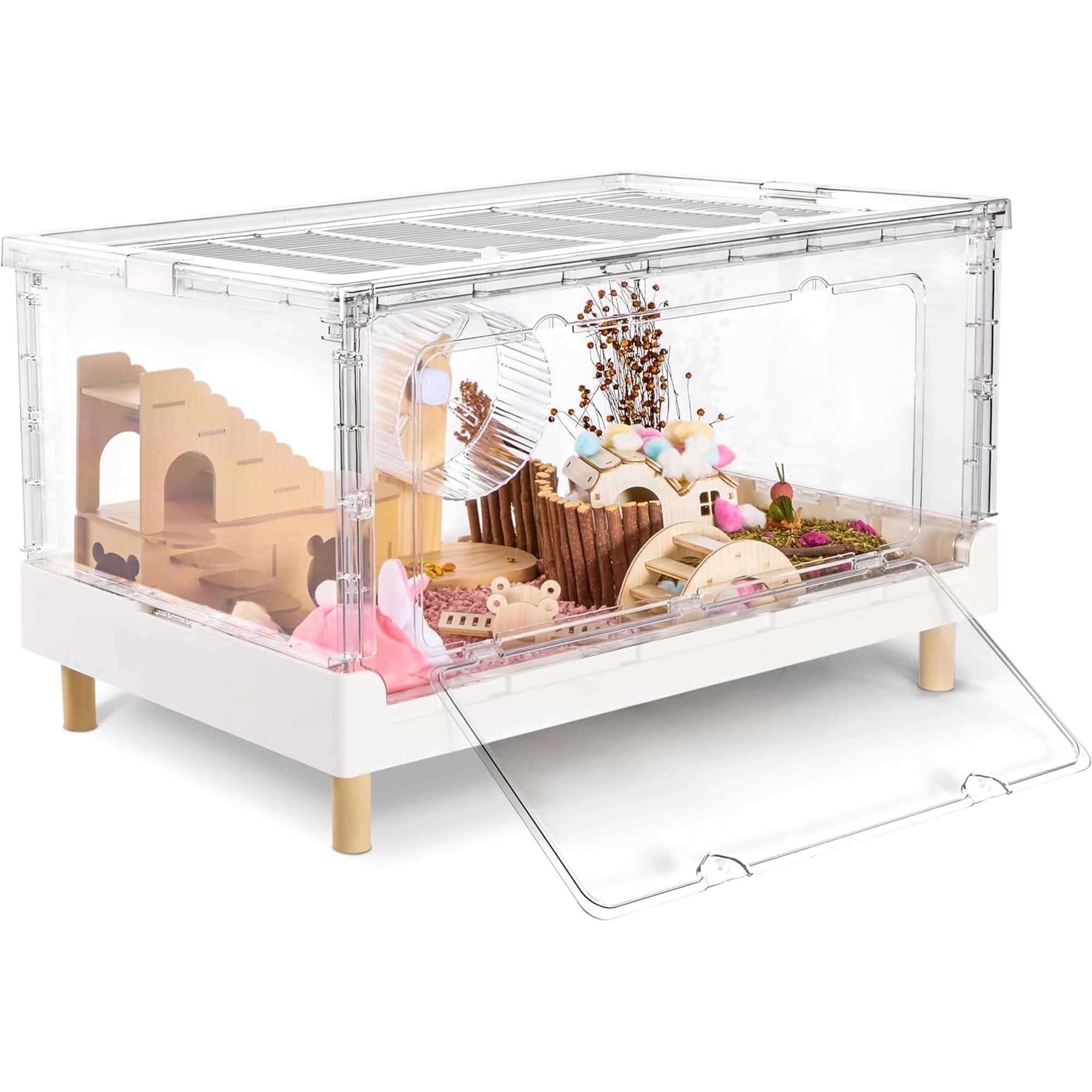 Large Transparent Small Pet Habitat Cage for Hamsters, Guinea Pigs, Gerbils and Mice