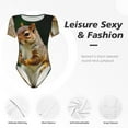 thumbnail image 4 of Vsdgher Squirrels Eating Peanuts On The Tree Prinr Short Sleeve Body suit for Womens, Sexy Onesie One Piece Round Neck Bodysuit Shapewear Tummy Control-Large, 4 of 7