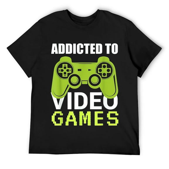 Mens Addicted To Video Games, Video Game Controller T-Shirt Black