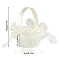 thumbnail image 3 of Wedding Flower Girl Basket with Lace Pearl Handle Bowknot Romantic Elegant Flower Basket Wedding Ceremony (White,7*5.3in), 3 of 3