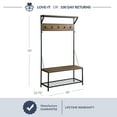 thumbnail image 6 of BELLEZE Lexie Entryway Hall Tree with Bench & Hooks, Rustic Oak, 39x15.75x70", Metal/Wood, 36.3 lbs, 6 of 7