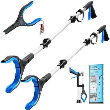 ALLJOY 2 Pack 43" Grabber Reacher Tool, Long Heavy Duty Reacher Grabber Pickup Tool,Hand Held Trash Claw Pick up Stick Grabber, Blue
