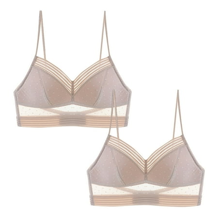 Mixed Colours 2pc Non Steel Ring French Lingerie Big Backless Beautiful Back U Shaped Bra Ultra Thin Lei Bra Beige M