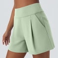 thumbnail image 7 of Womens Dress Shorts Pull on High Waisted Trouser Summer Business Womens Dressy Casual Pleated Wide Leg Ladies Shorts Green M, 7 of 7