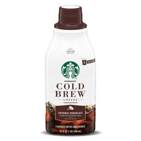 Starbucks Coconut Chocolate Naturally Flavored, Bottled Cold Brew Coffee Concentrate Drink, 32 oz