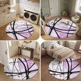 thumbnail image 5 of Pink Black Abstract Lines Round Area Rug 4Ft Washable Circle Rugs for Bedroom Dining Room, Modern Geometric Curves Non-Slip Carpet Floor Mats Indoor Outdoor Carpet Runner Aesthetic Home Decor, 5 of 8