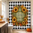 thumbnail image 6 of Happy Fall Shower Curtains for Bathroom, Botanical Sunflower Black Checked Thanksgiving Waterproof Fabric Shower Curtain, Decorative Bathroom Curtain for Bathtub, 72"x72", No Hooks Included, 6 of 9