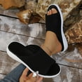 thumbnail image 2 of Black Womens Slippers Flat Thick Sole Round Toe Open Toe Breathable Mesh Solid Design For Casual Spring Summer Indoor Outdoor Wear Size 36, 2 of 9