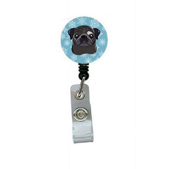 Carolines Treasures BB1697BR Snowflake Black Pug Retractable Badge Reel