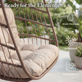 thumbnail image 3 of RADIATA Patio Hanging Egg Chair Without Stand, 5" Cushion Foldable Wicker Outdoor Swing Chair No Stand Tree or Ceiling Hanging for Garden, Porch, Balcony, 350 lb, Brown, 3 of 10