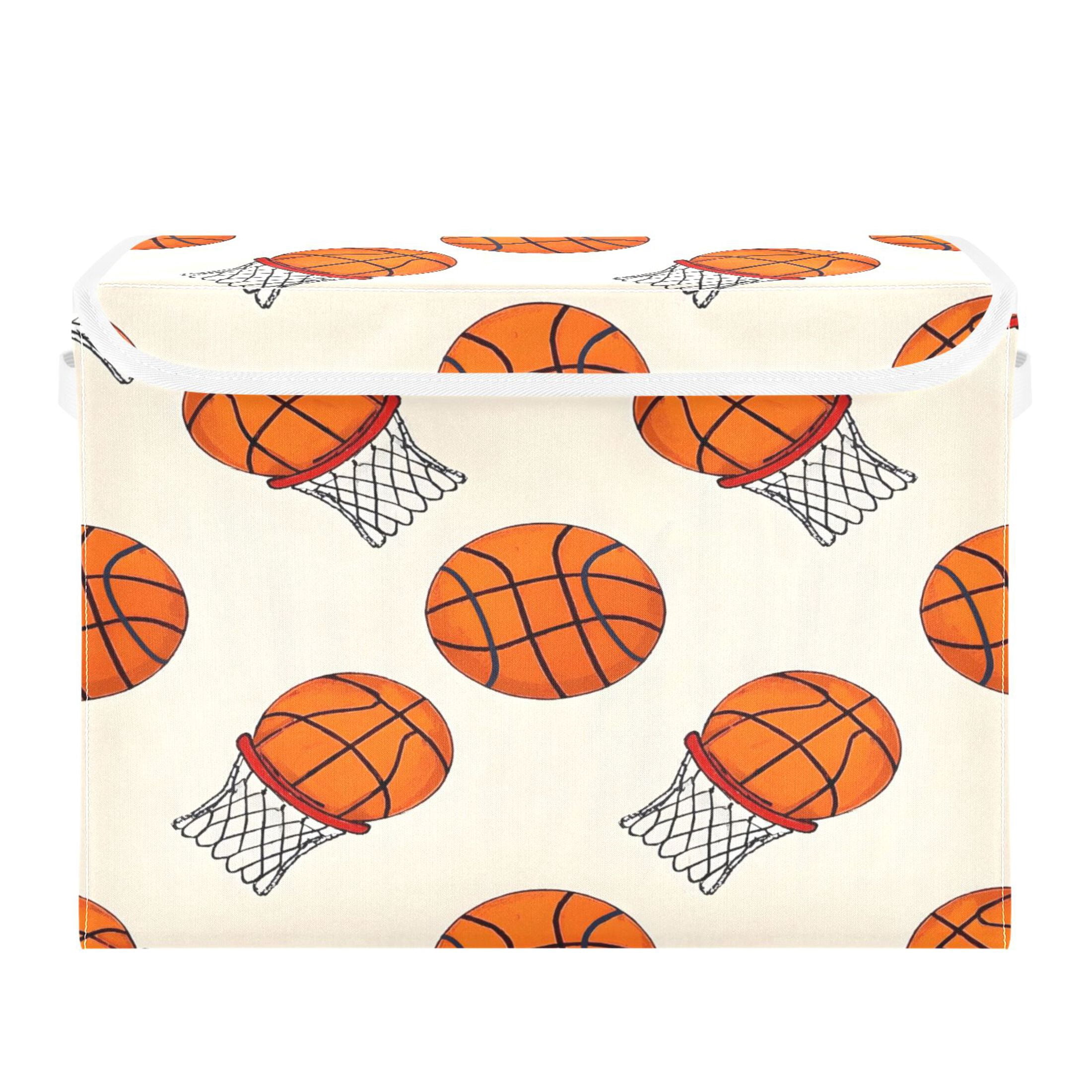 Ryvnso Basketball Large Lidded Foldable Storage Baskets Cubes Boxes Lids Bin for Home