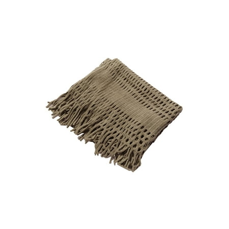 1 Women's Fringe Knitted Cutout Infinity Loop Scarf Brown