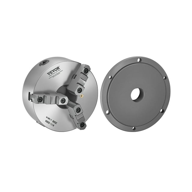VEVOR 8 Inch 3-Jaw Self-Centering Lathe Chuck with 2 1/4 in-8 Threaded Backing Plate