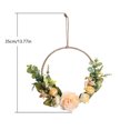 thumbnail image 3 of Faux Rose Wreath, 14x8 Inches, Metal Frame with Lifelike Foliage, for Wall Hanging Door Decor, Home Living Room Bedroom Wedding Party, Ihhxbz, 3 of 8