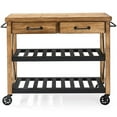 thumbnail image 3 of Crosley Furniture Roots Wood 2 Drawer Kitchen Cart in Natural and Black, 3 of 7